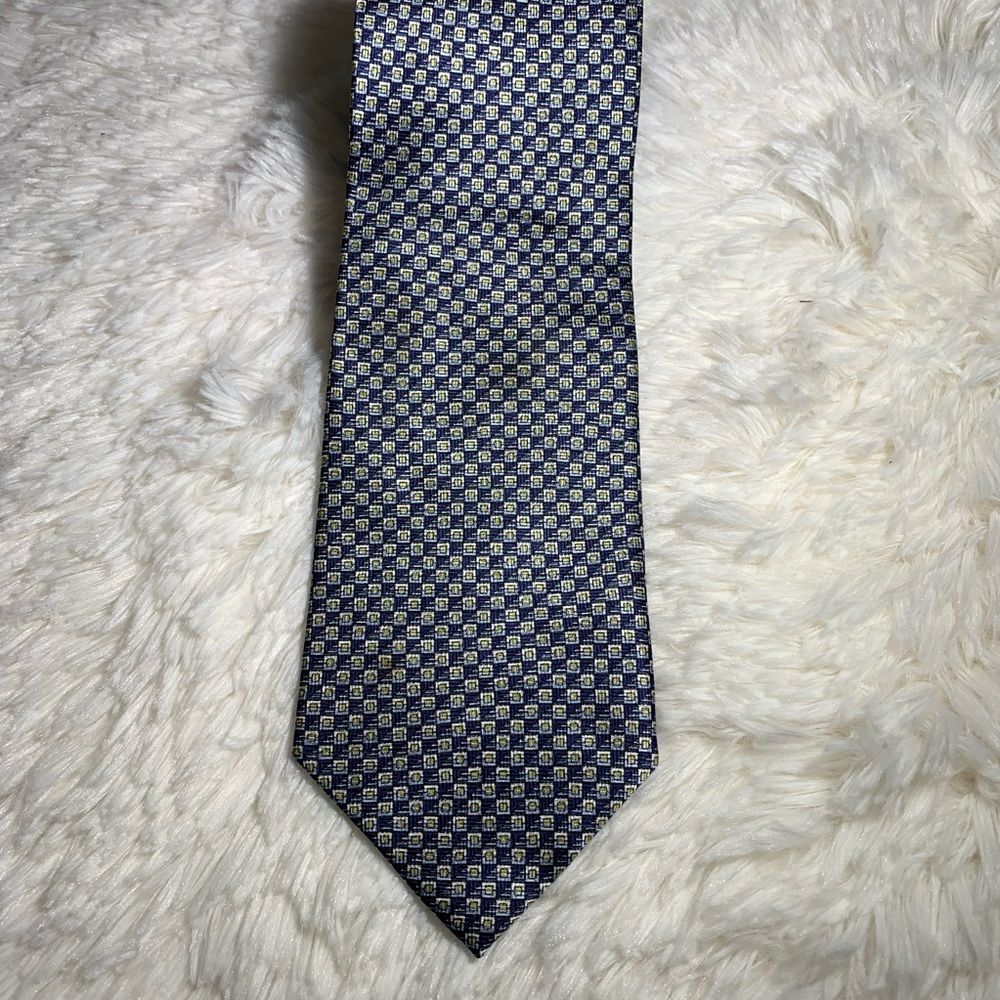 ☘️G2 silk tie. Blue with yellow/gold accent blocks